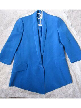 Truth and Pride Womens Silk Shawl Collar Blazer , Blue, sz, S